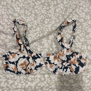 Abercrombie & Fitch Floral Swim Top in Black and Tan